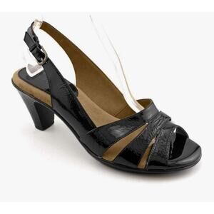 SOFTSPOTS BLACK PEEP-TOE SLINGBACK SANDAL SHOES SIZE US 6